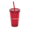 DA7321-500 ML. 17 FL. OZ. DOUBLE WALLED TUMBLER WITH STRAW-Red Transparent